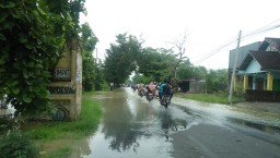 Banjir Kali Lamong Meluber Tutup Jalan Poros Kecamatan