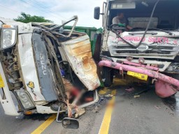 Dua Truk Adu Kepala, Satu Sopir Tewas