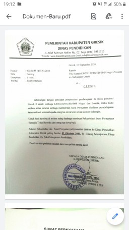 Dispendik Gresik Tawarkan Angket Kesediaan Sekolah Tatap Muka ke Orang Tua Wali Murid