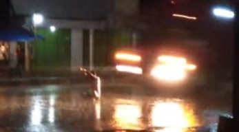 Heboh Pria Duduk di Tengah Jalan Lalu Tertabrak Truk di Madiun, Korbannya Masih Hidup dan Hanya Luka Lebam