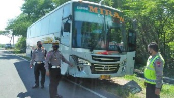 Tabrakan Dengan Bus Mira Bapak dan Anak Meninggal Sementara Ibunya Kritis