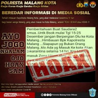 Kabar Hoaks Larangan Masuk Kota Malang, Kapolresta Malang Akan Kejar Penyebarnya
