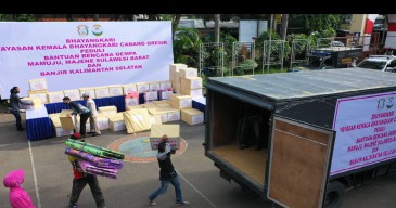 Peduli Korban Gempa Sulbar dan Banjir Kalsel, Ibu-ibu Bhayangkari Gresik Kirim Paket Bantuan Satu Truk