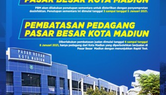 Puluhan Pedagang Reaktif, Pemkot Madiun Tutup Pasar Besar Madiun Hingga Selasa 5 Januari