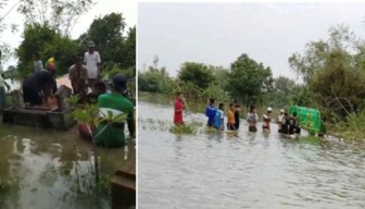 Viral Video Pemakaman Warga Cerme Gresik Dikepung Banjir, Jenazah Tetap Dikebumikan