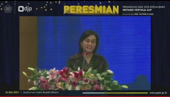 Menteri Keuangan Sri Mulyani Resmikan Reorganisasi Instansi Vertikal DJP Secara Daring