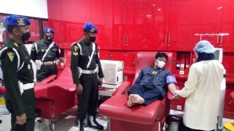 Stok Darah di Sidoarjo Menipis, Sub Denpom V/4/1 Sidoarjo Berbondong-bondong Donor Darah