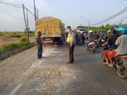 Masuki PPKM Level II Sat Lantas Polres Gresik Tingkatkan Patroli Black Spot