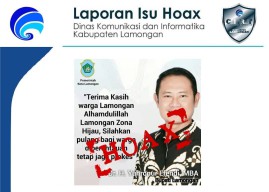 Hoax Poster Ajakan Mudik Saat Lamongan Masuk Zona Hijau