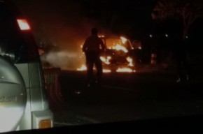 Keluar Pintul Tol Dumpil Madiun, Mobil Ini Hangus Terbakar