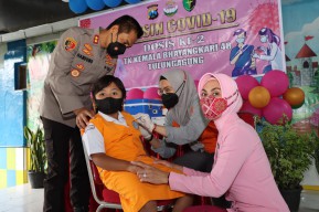 Bantu Percepatan Capaian Vaksinasi, Bhayangkari Tulungagung Sasar Anak-anak TK