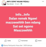 Viral, Bupati Ngawi Bikin Unggahan di Medsos Info Jalan Remek Maazzeehhh