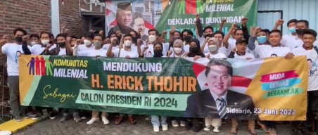 Milenial Sidoarjo Deklarasi Dukung Erick Thohir Maju Pilpres 2024