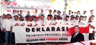 Ratusan Pemuda Ujungpangkah Gresik Deklarasi Siap Memenangkan Prabowo Sebagai Presiden