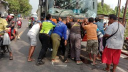 Ugal, Bus Dali Jaya Tabrak 2 Motor Hingga Tewas di Jalan Raya Bojonegoro Babat