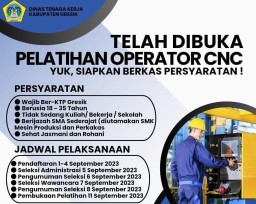 Disnaker Gresik Gelar Pelatihan Operator CNC, Berikut Cara Daftarnya