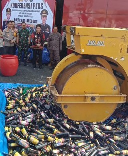 Polres Bojonegoro Musnahkan Ribuan Liter Miras dan Ratusan Knalpot Brong
