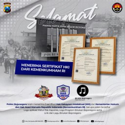 Polres Bojonegoro Terima Tiga Sertifikasi Hak Paten dari Kemenkumham