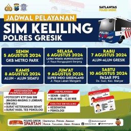 Jadwal Layanan Perpanjangan SIM Keliling di Kabupaten Gresik Tanggal 5 hingga 10 Agustus 2024