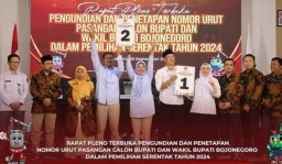 KPU Bojonegoro Tetapkan Nomor Urut Paslon, Teguh-Farida 01, Wahono-Nurul 02