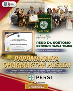 Bertata Kelola Organisasi dan Klinis Sangat Baik, RSUD Dr. Soetomo Raih Penghargaan Paramakarya Dharmartha Husada