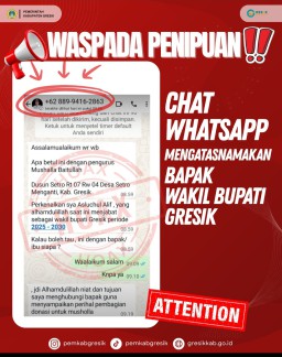 Waspada! Penipuan Mengatasnamakan Plt Bupati Gresik, Sasar Pengelola Ponpes dan Masjid