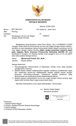 Bupati Jember ke Amerika Serikat, Ketua DPRD Jember Konfirmasi Surat Izin via Online