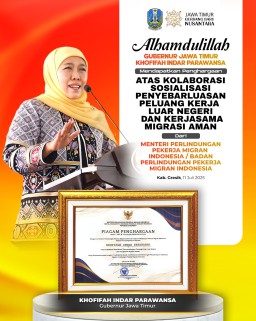 Jatim Terdepan dalam Lindungi Pekerja Migran, Gubernur Khofifah Raih Penghargaan Nasional