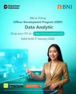Bank BNI  Buka Posisi  Officer Development Program (ODP) Data Analytics.