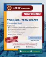 PT Smelting Gresik Buka Lowongan Kerja Technical Team Leader, Fresh Graduate D3 Dipersilakan Melamar