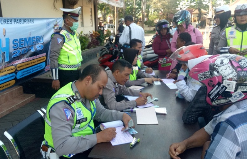 Di Kabupaten Pasuruan, Total Sebanyak 6.021 Pelanggar Terjaring Operasi Patuh Semeru 2019