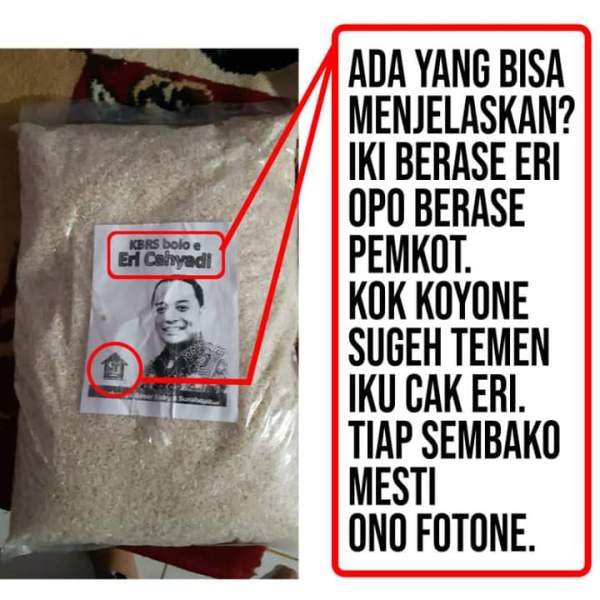 Di Surabaya Viral Bantuan Beras Ada Gambar Bakal Calon Walikota