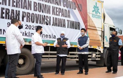 Menteri Erick Tohir Bantu APD dan Alkes ke Jatim