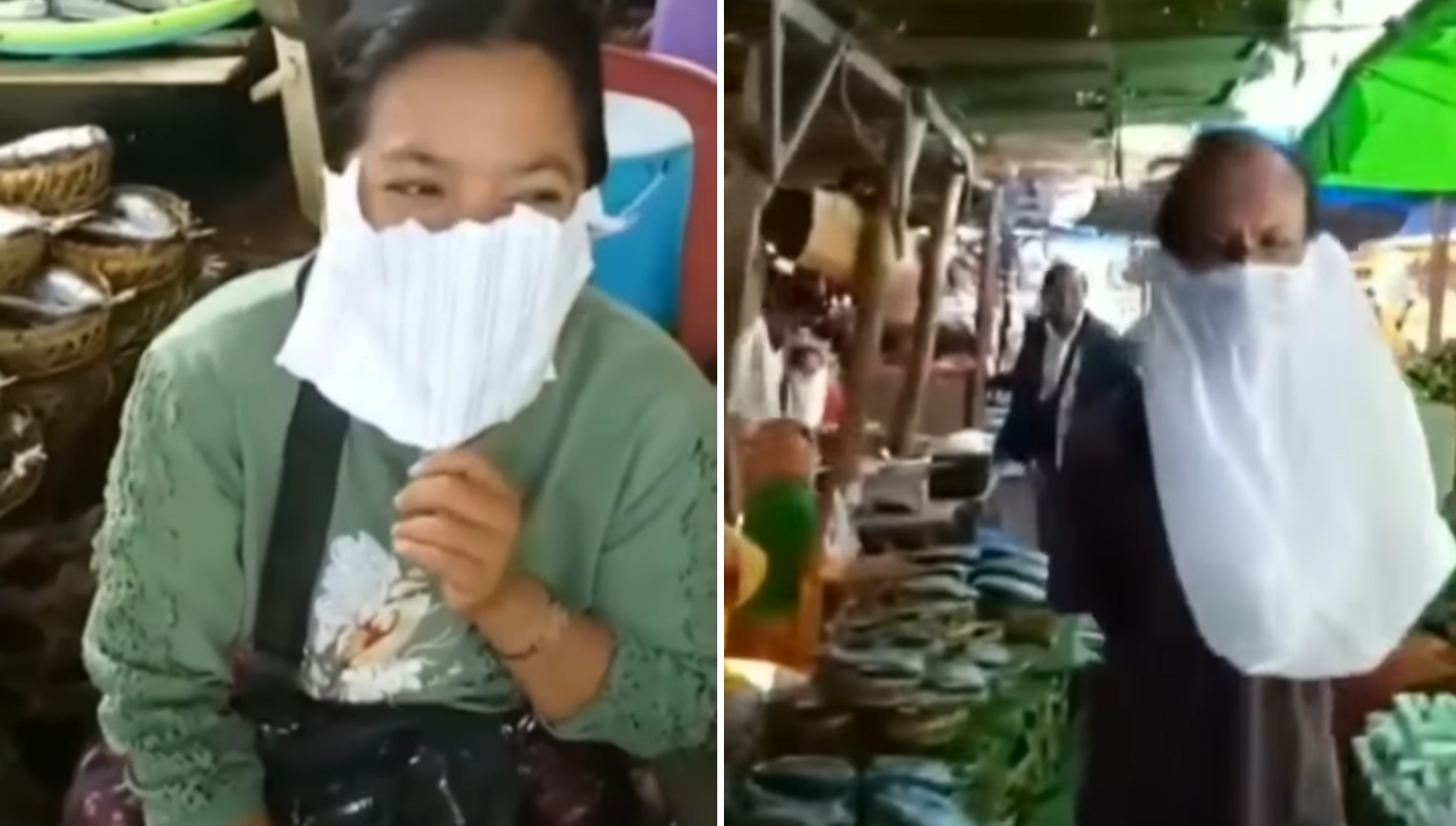 Kreatif, Dua Warga Ini Pakai Masker 'Langka' Untuk Hindari Razia
