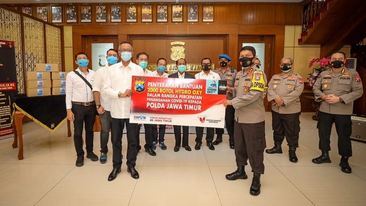 Getol Gelar Operasi Yustisi, Polda Jatim Terima Bantuan 2000 Botol Hydro Oxy