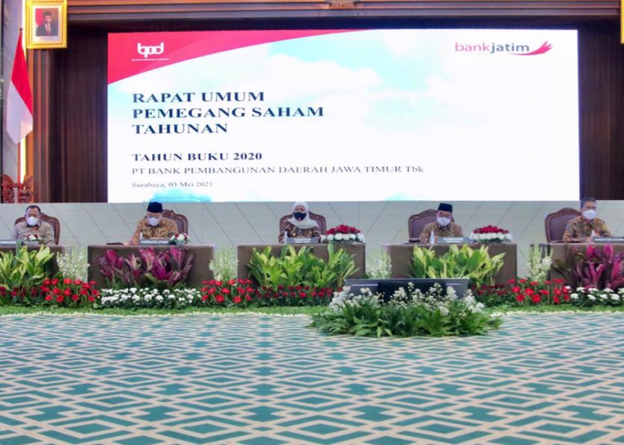 RUPS Tahunan Bank Jatim Sepakat Bagikan Deviden Rp 48,85 Perlembar Saham