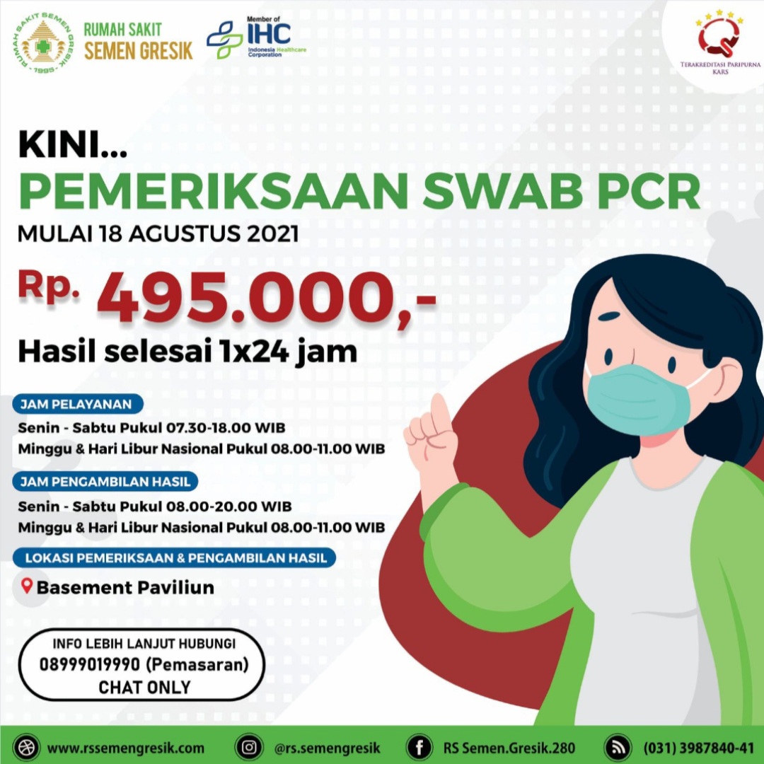 Hore,  RS Semen Gresik Turunkan Tarif Rapid PCR Tinggal Rp 495 Ribu Yuk Periksakan Diri