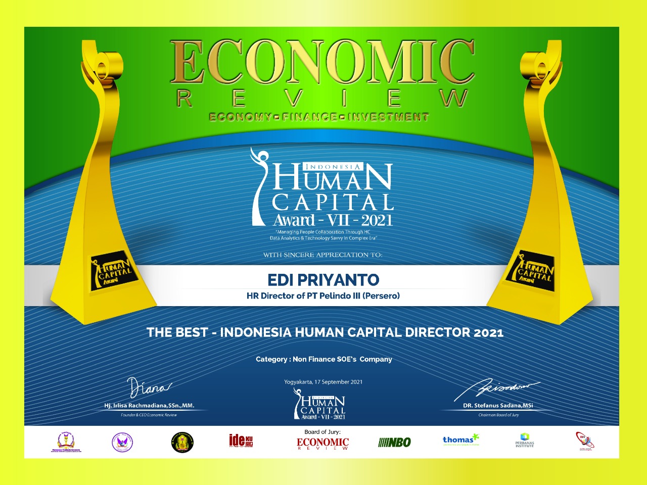 Pelindo III Raih Penghargaan Platinum Award The Best of IHCA of The Year2021