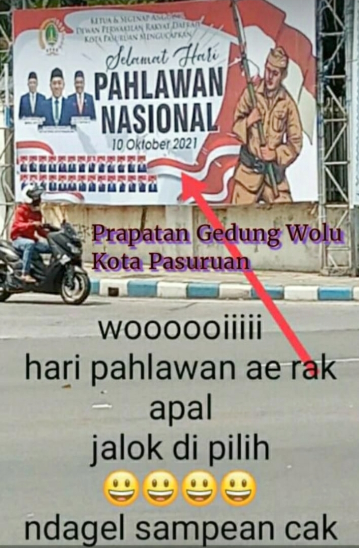 Lucu, Baliho DPRD Kota Pasuruan Salah Sebut Bulan di Hari Pahlawan
