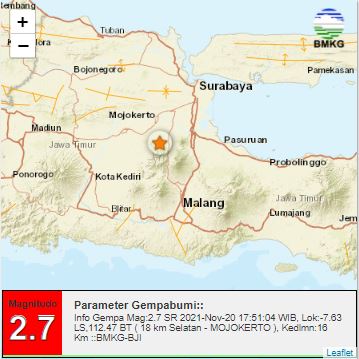 Gempa Dangkal Sempat Guncang Selatan Mojokerto