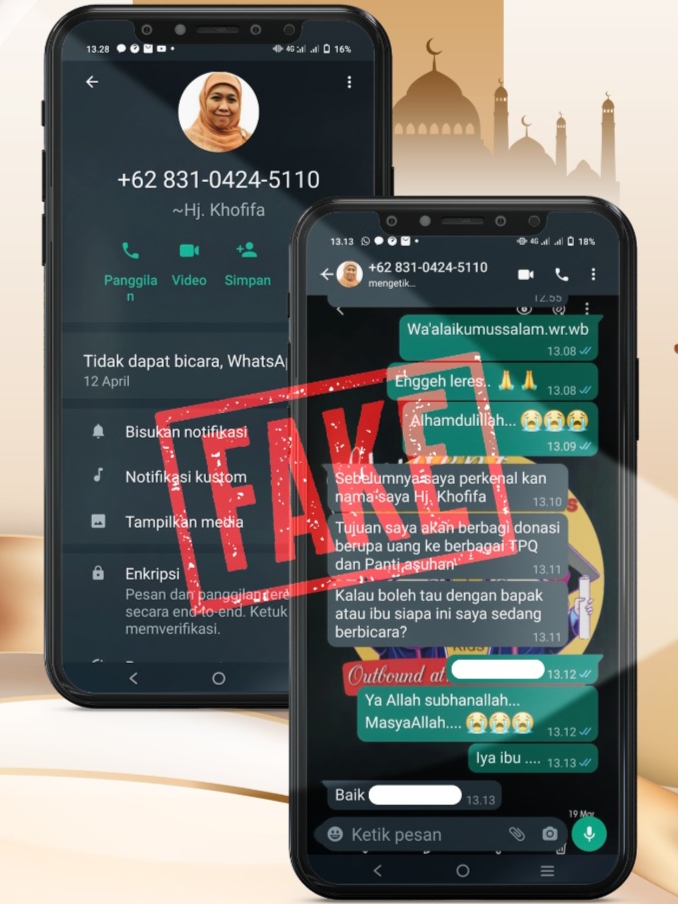 Hati-hati, Ada Penipu Pakai Foto Profil Gubernur Khofifah Lalu Minta Sumbangan
