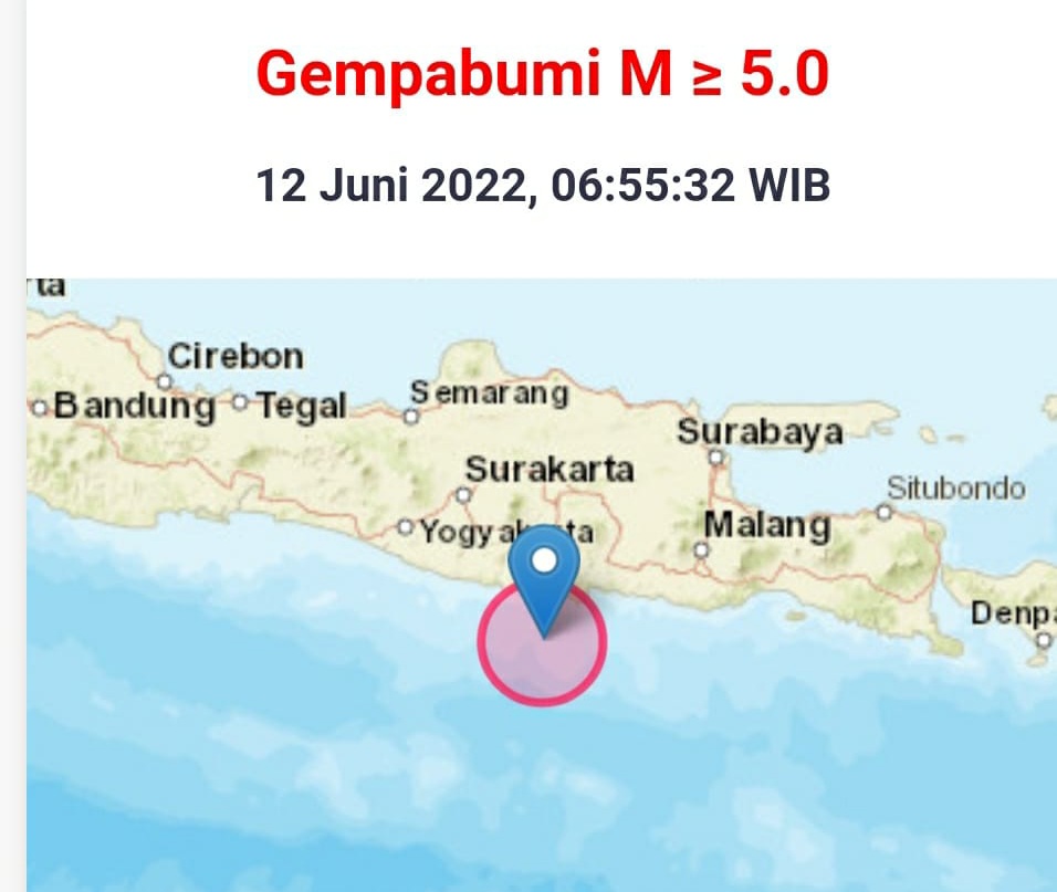 BMKG Sebut Tidak Ada Kerusakan Dalam Gempa Pacitan Minggu Pagi