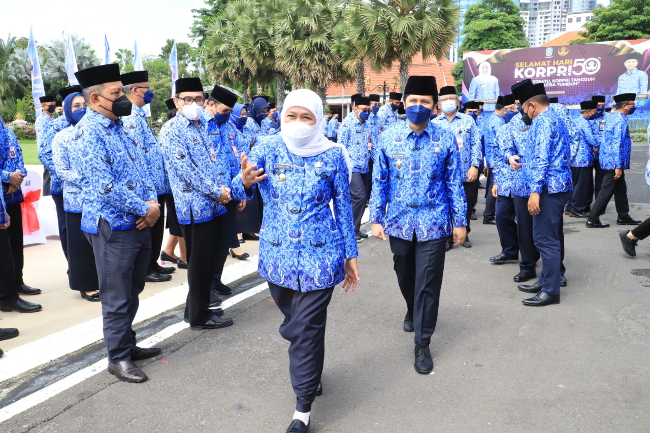 HUT Ke-51 KORPRI, Gubernur Khofifah Minta ASN Tingkatkan Inovasi Pelayanan Publik