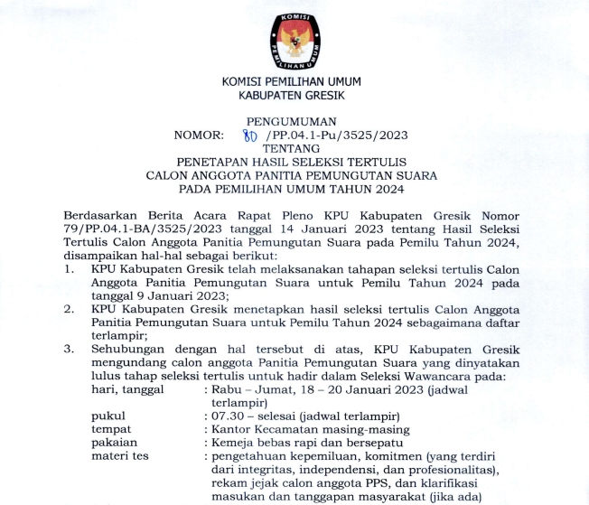 Lulus! 2.417 Calon PPS di Gresik Diminta Siapkan Diri Hadapi Wawancara