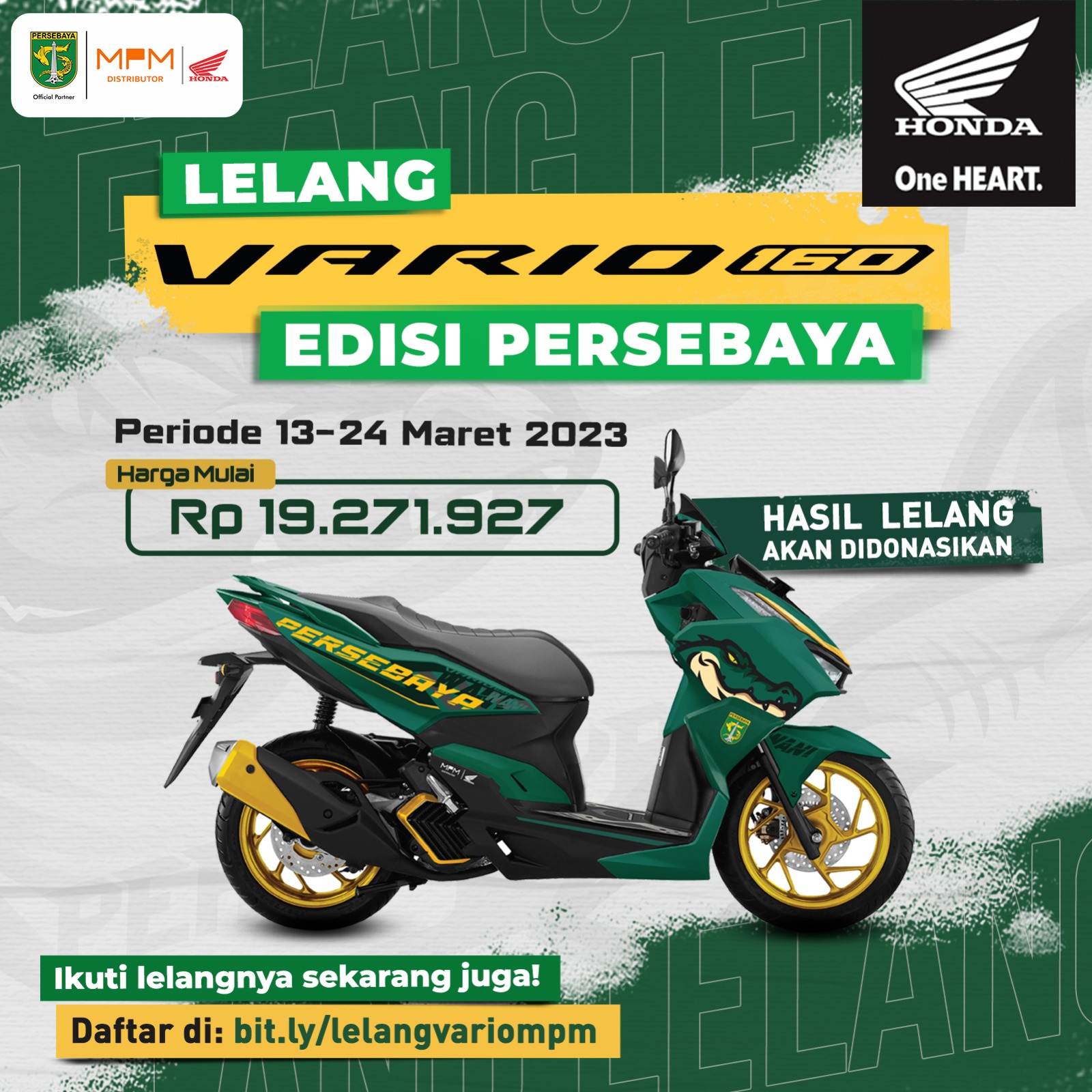 PM Honda Jatim Lelang Honda Vario 160 Modif Spesial Persebaya, Ini Cara dan Syarat Untuk Ikut