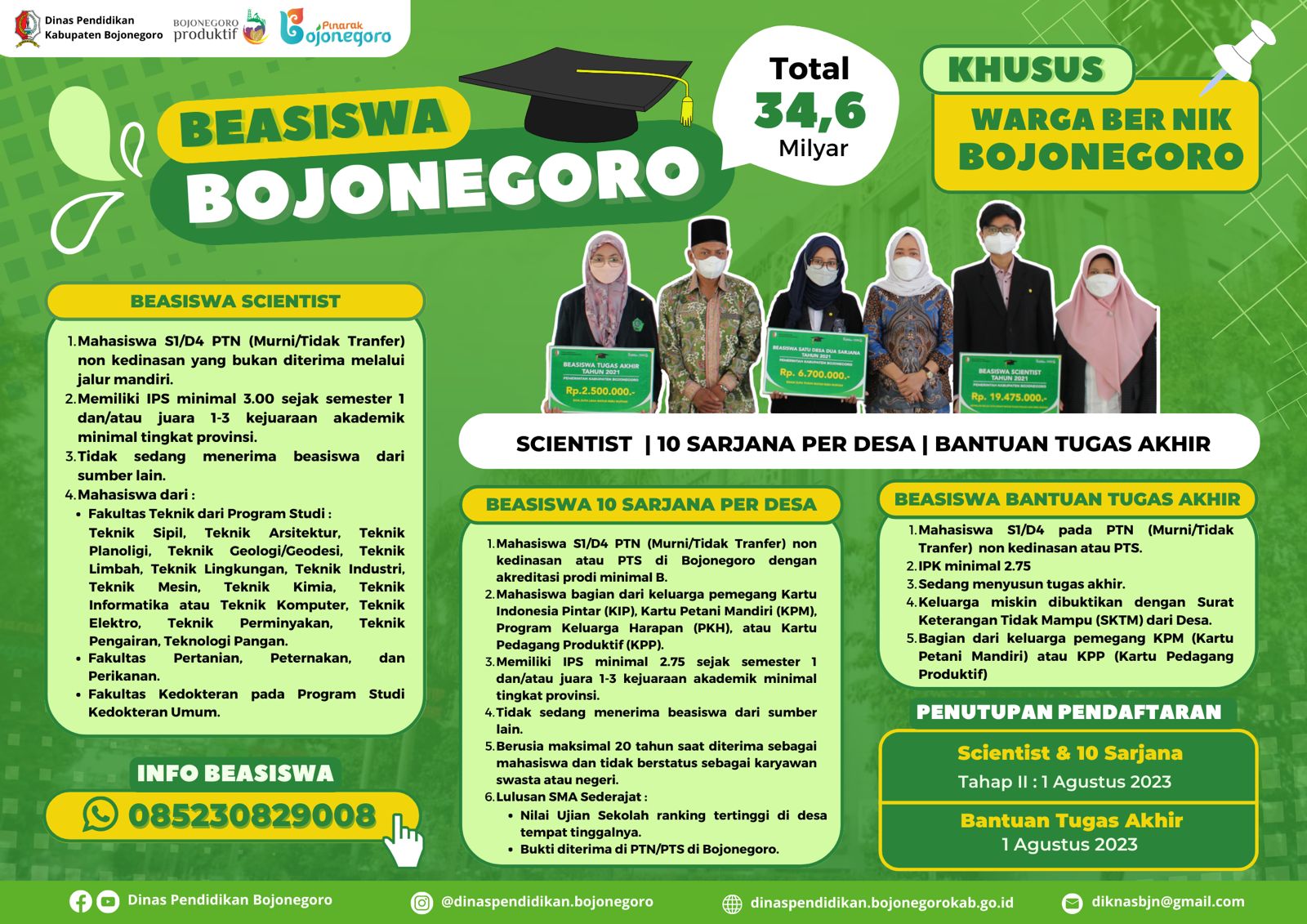 Cek di Sini, 739 Mahasiswa Lolos Seleksi Beasiswa Prestasi Pemkab Bojonegoro