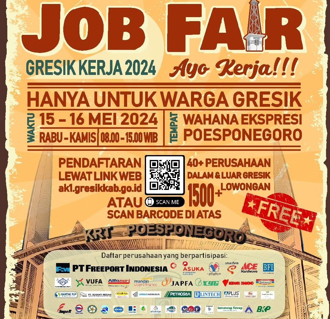 Pemkab Gresik Gelar Job fair 15-16 Mei, Ada Ribuan Lowongan, Wajib Daftar AK1
