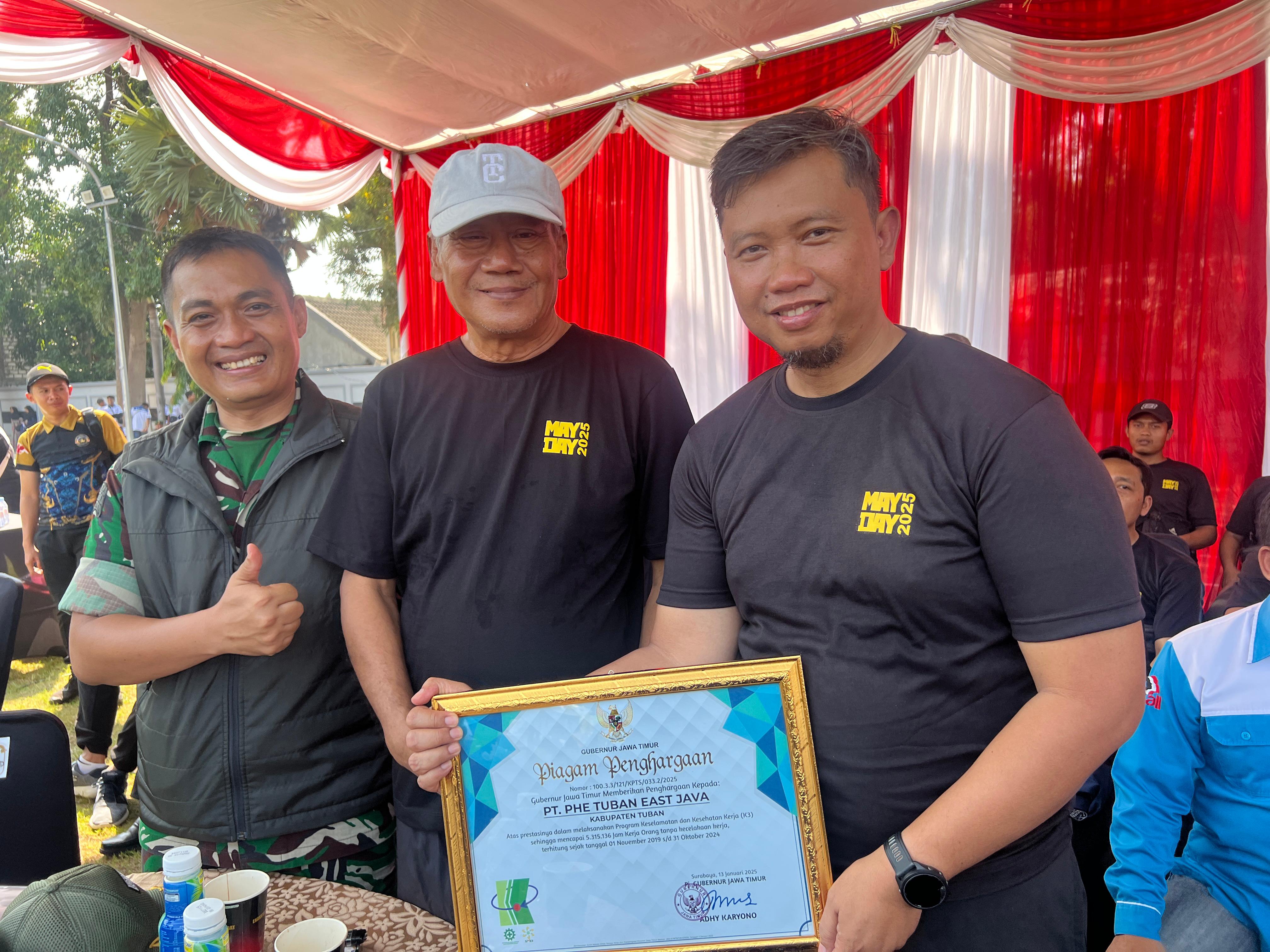 PHE TEJ Raih Penghargaan K3 Zero Accident Gubernur Jatim Pada Peringatan May Day
