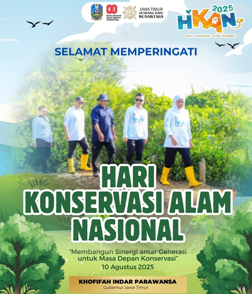 Peringati Hari Konservasi Alam Nasional 2025, Gubernur Khofifah: Kolaborasi Lintas Generasi Kunci Konservasi Alam Jawa Timur