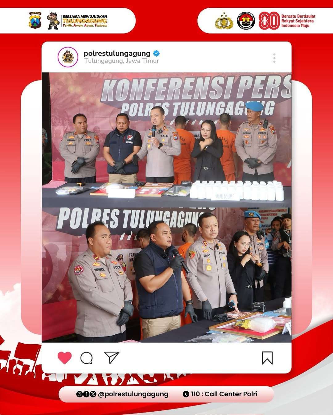 Peredaran Sabu 1,2 Kg Diungkap Polres Tulungagung